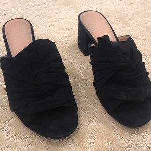 Black suede mules
